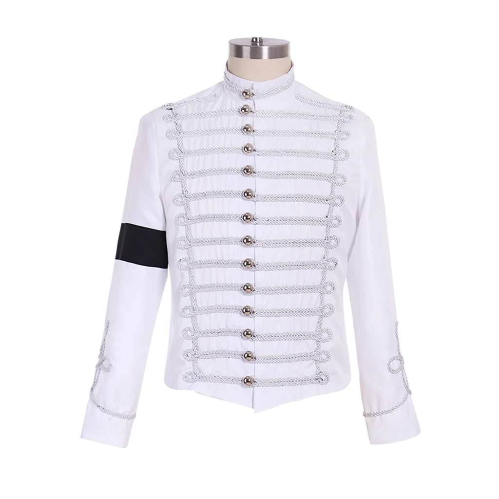 Medieval Royal Court Noble White Military Jacket Colonial Officer Soldier Coat Theatre Musical Stage Singer Show Costume For Men