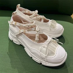 Fashion White Women Casual Flats Thick Sole Platform Creepers Sports Shoes Ladies Mary Jane Ballet Shoes Black Loafers Sneakers