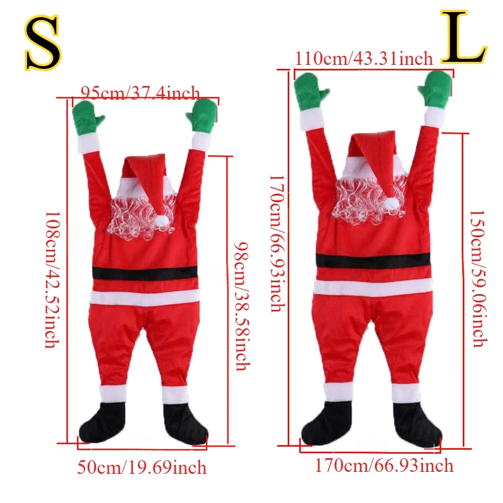 Santa Claus Plush Suit Climbing Window Balcony Roof Chimney Hanging Merry Christmas Gift Holiday Decoration Hanging 2024 navidad