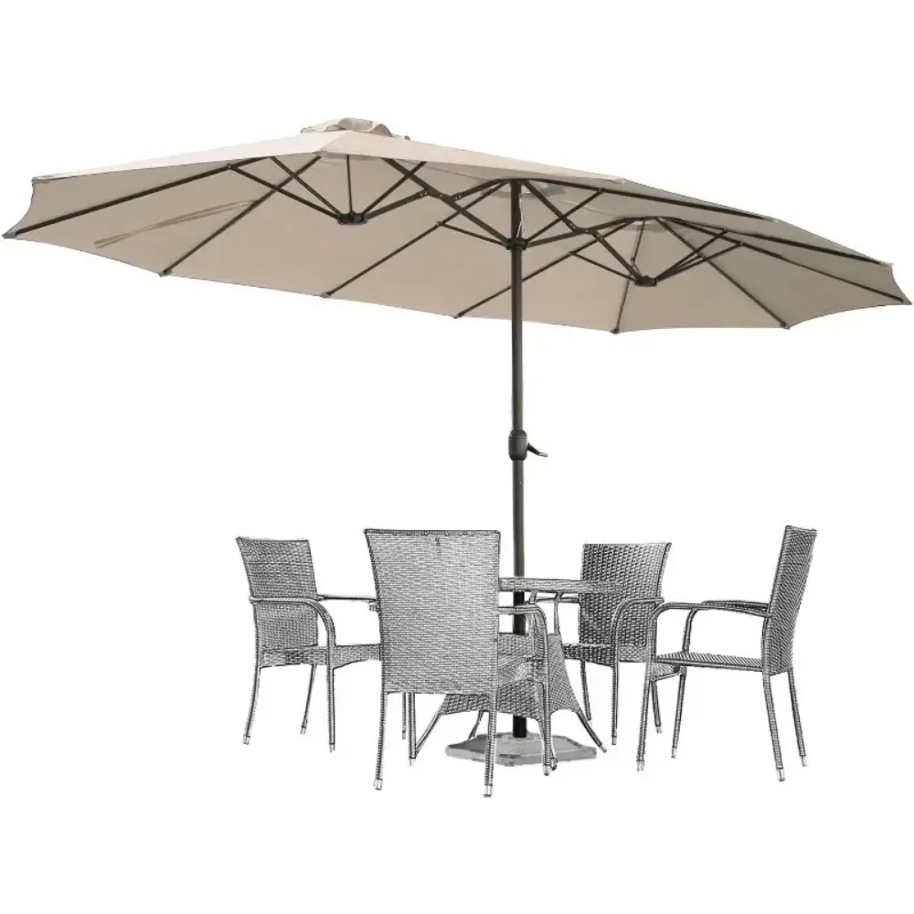 15x9ft Double-Sided Patio Umbrella Outdoor Market Umbrella Large Umbrella Table Umbrellas with Crank Air Vents