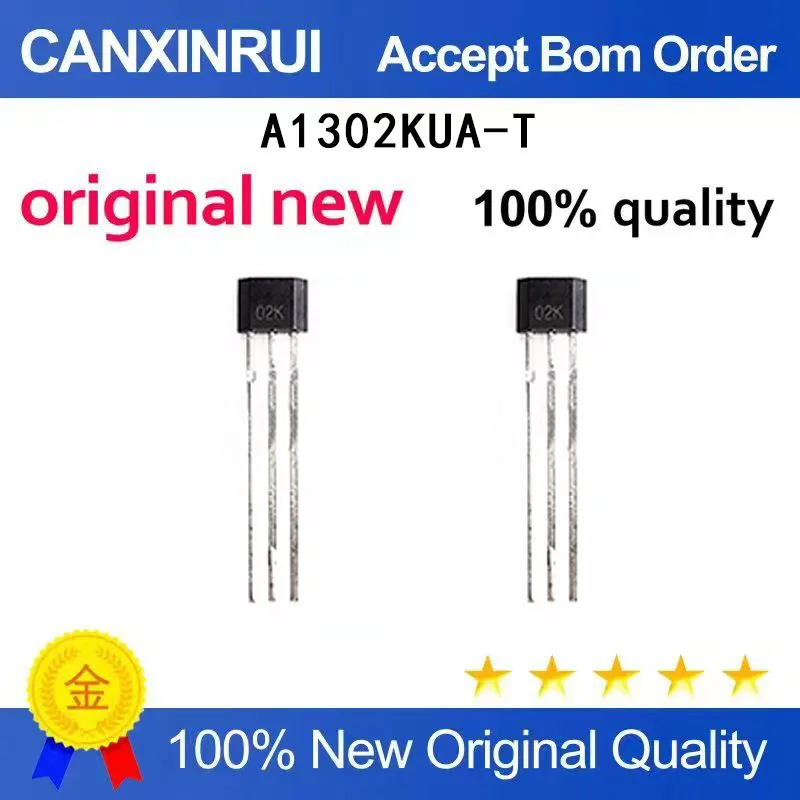 (5-100 Pieces)New A1302KUA-T silk screen 02 K-line Hall effect sensor with direct insertion SIP3