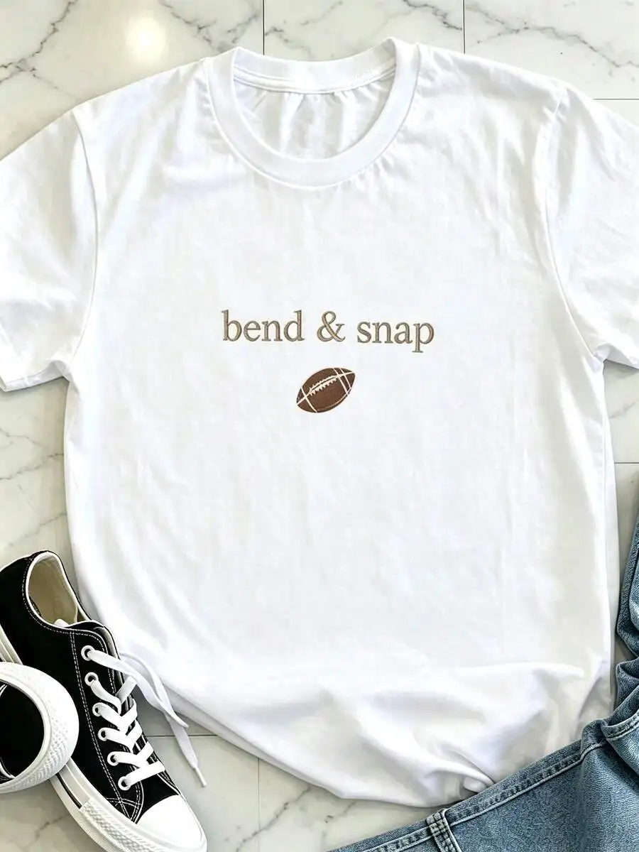 Unisex Trendy Bend Snap Football Print Crewneck Short Sleeve T Shirt All Seasons Daily Outfit Everyday Wear Casual Top