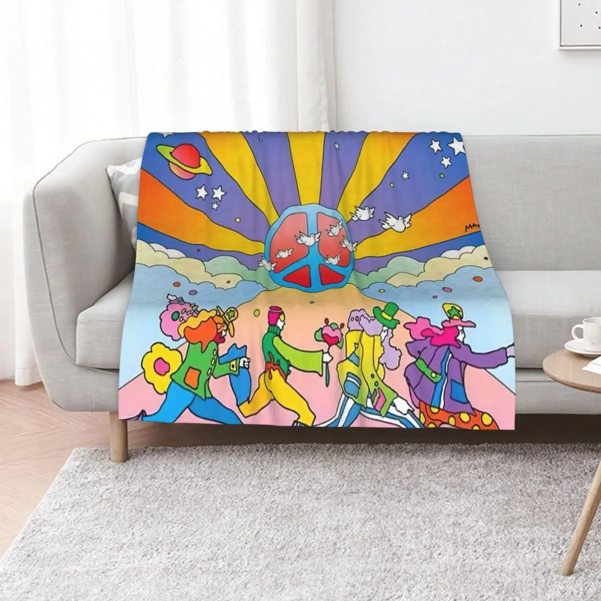 peter max Throw Blanket Beach warm winter for winter Soft Beds heavy to sleep Softest Blankets