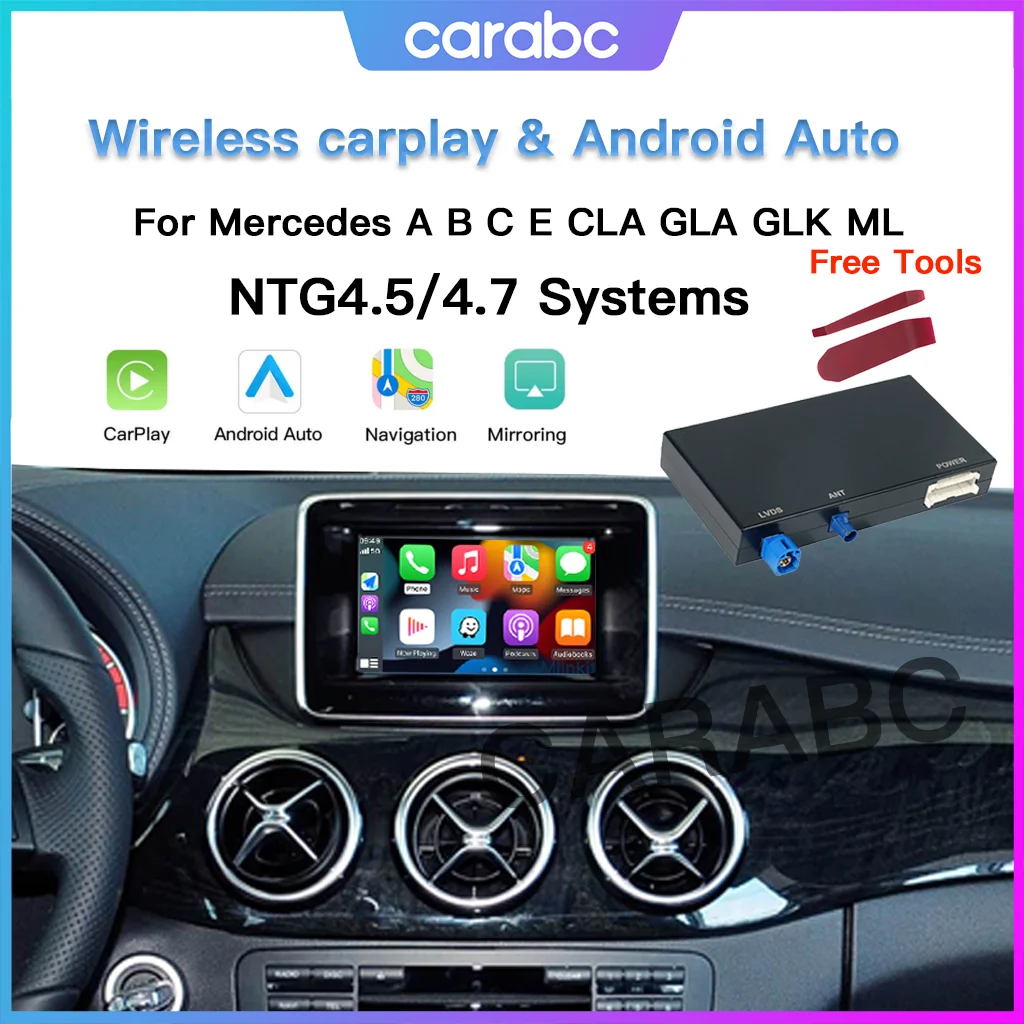 CARABC Wireless CarPlay Adapter Android Auto Module For Mercedes Benz A B C CLA CLS GLA GLK SLK ML GL NTG4.5/4.7 System