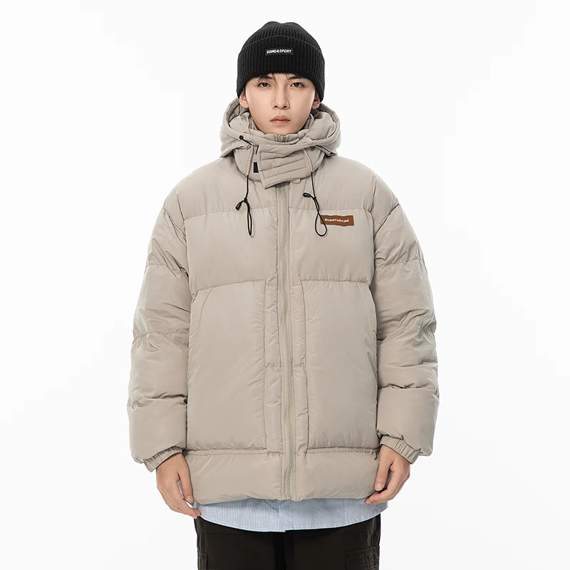 

Winter Men's Bread Jacket New Fashion Solid Thicken Warm Hooded Parkas Loose Harajuku Men Women Outwear Windproof Padded Parka