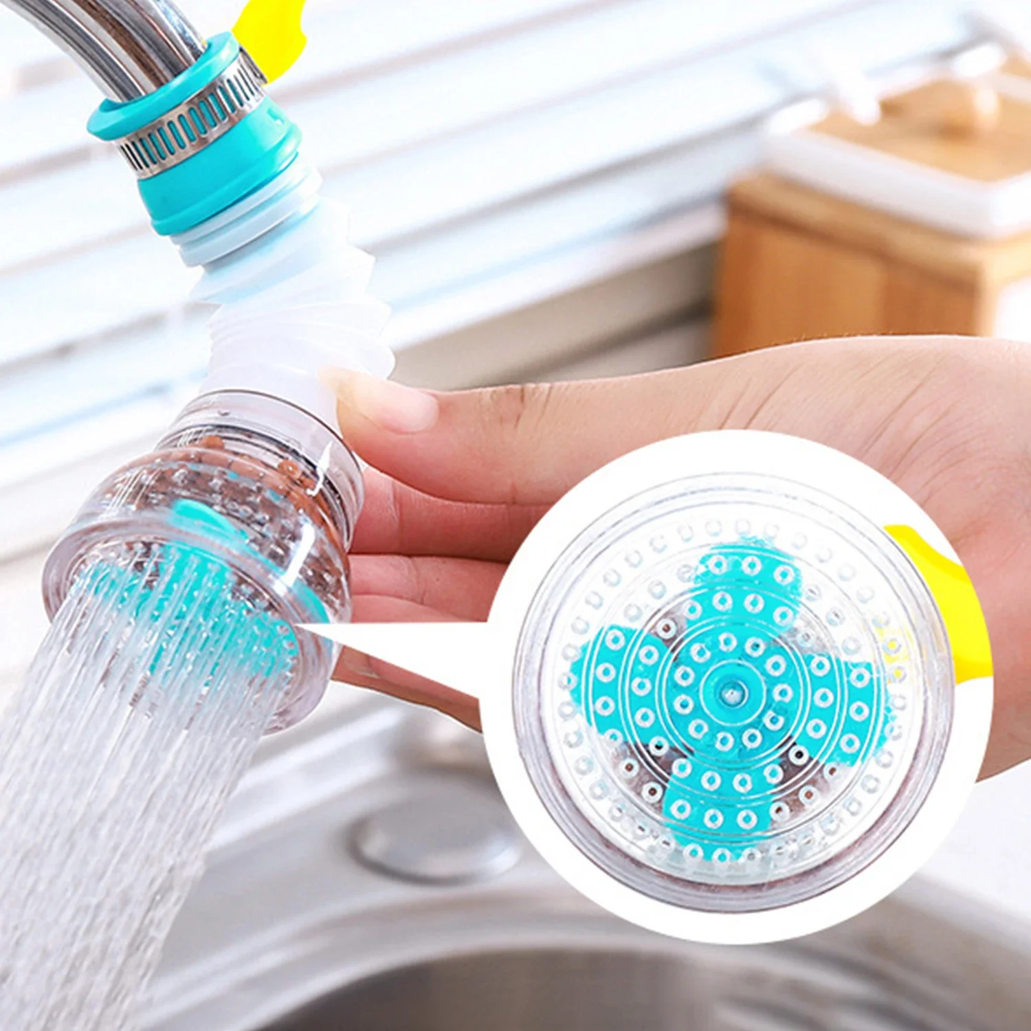 Universal 360 Rotatable Faucet Extender Retractable Splash Proof Bubbler for Kitchen Bathroom