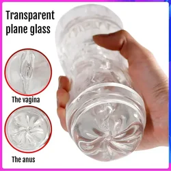 Vagina Anus Double Headed Available Transparent Airplane Cup Erotic Products Sex Pussy Silicone Clear Masturbation Penis Trainer