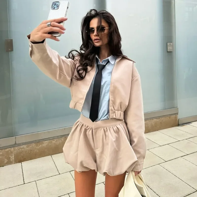 Ticketsx أزياء المرأة مجموعات قصيرة التلبيب البريدي سترة مطوي السراويل تنورة جديد الخريف خمر الشارع الشهير حزب الإناث مجموعات قصيرة