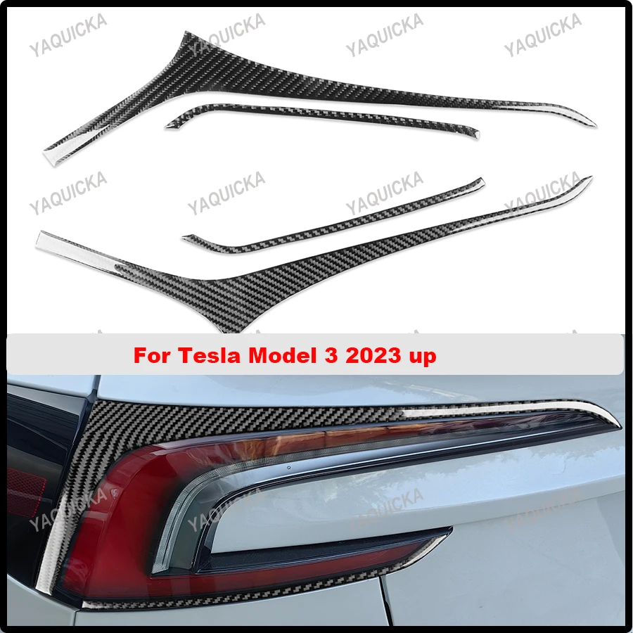 

Real Soft Carbon Fiber Car Stickers For Tesla Model 3 2023 up Rear Light Decoration Cover Trim Exterior Auto Accessories