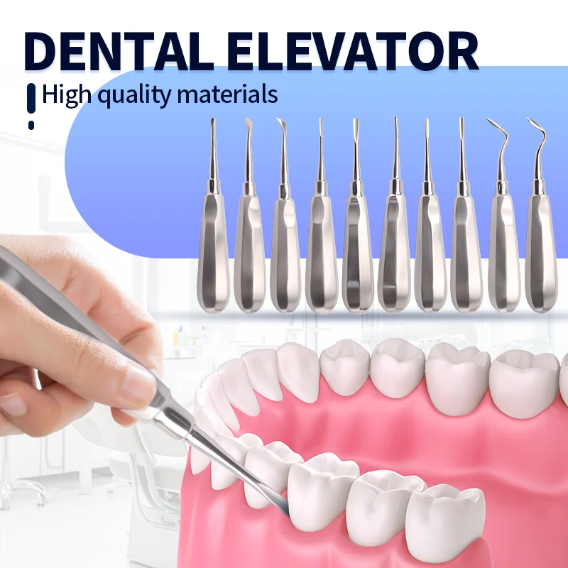 

10pcs/set Stainless Steel Dental Elevator Set Multiple Models Dental Surgery Tools with Waterproof Rust - proof & High Wear