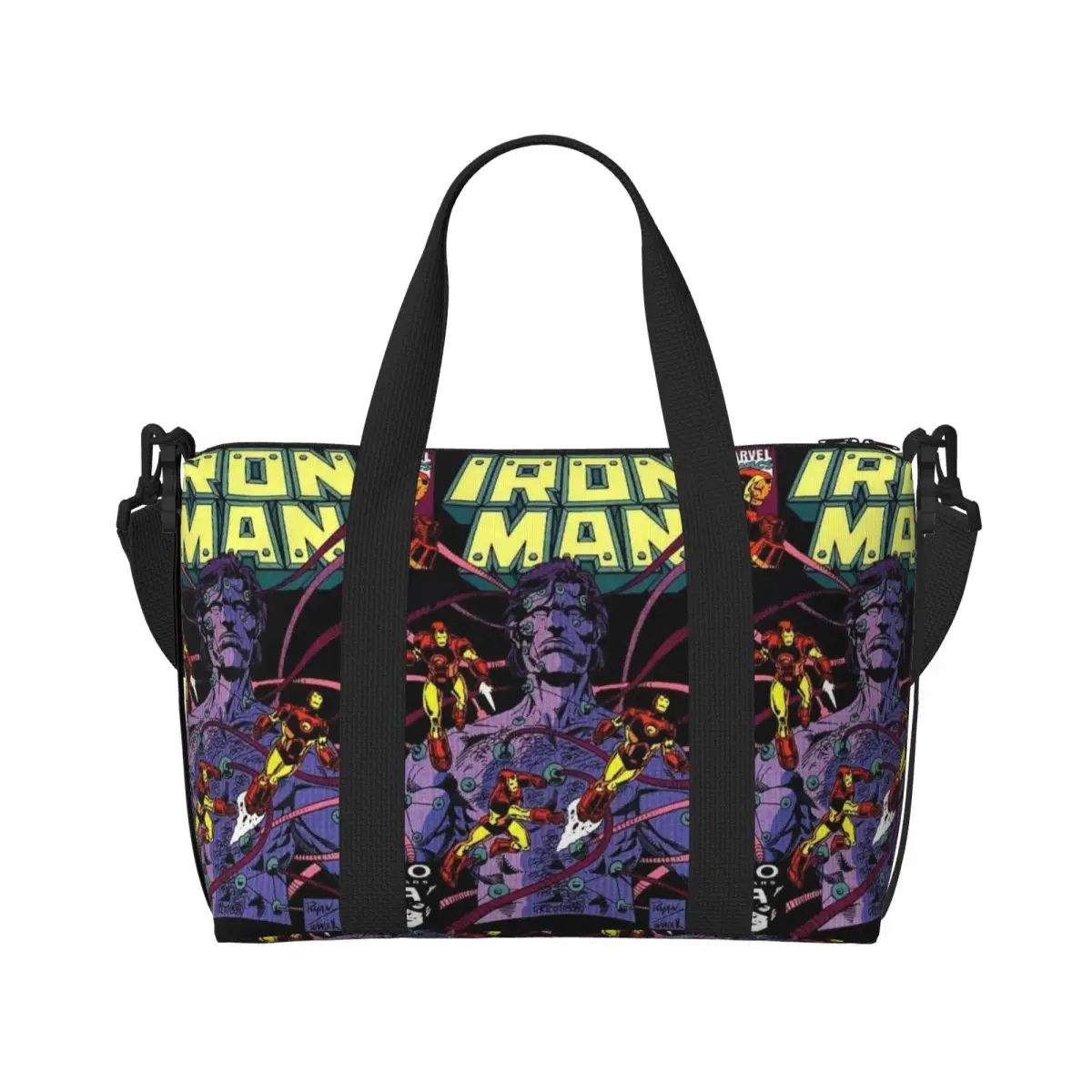 Custom Iron Man - The Hollow Man Tote Bag Women Large Capacity Gym Beach Shoulder Travel Bag