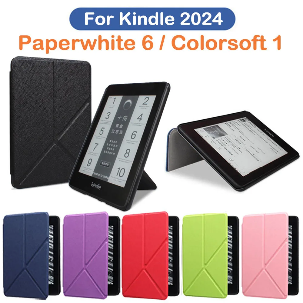 Foldable Stand Case for Kindle Paperwhite 2024 12th Generation and Colorsoft 7 Inch Model No. SA569P SA568B Shell Pouch Cover 7”