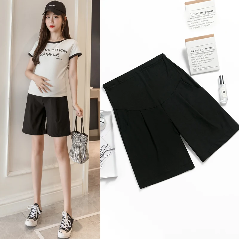 Maternity Pants Shorts Pockets Loose Leg Trousers For Pregancy Woman Short Pants Pregnancy Pockets Straight Wide Leg Clothing