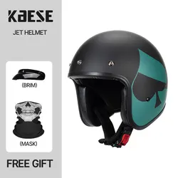 Unisex DOT Approved Hot Design Open Face Green Peach Vintage Motorcycle Helmet 3/4 Open Helmet Scooter Motorcycle Equipment