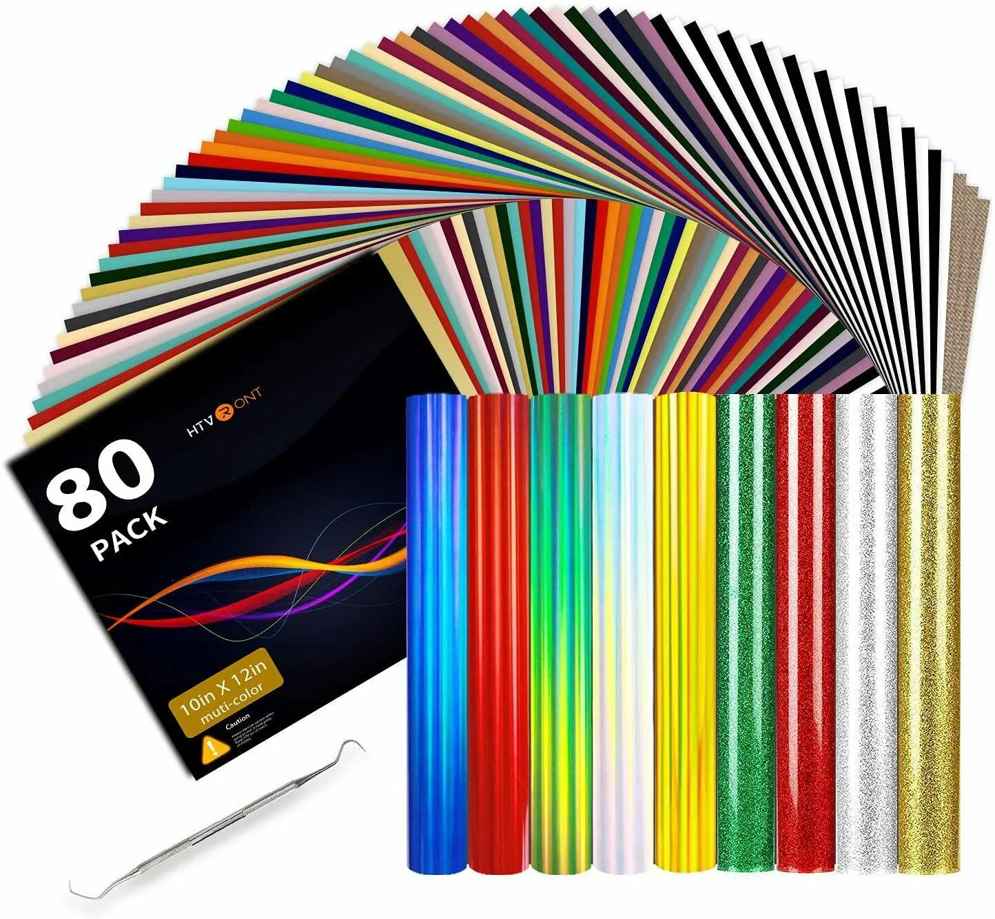 HTVRONT 80pcs 30cm * 25cm 멀티 컬러 PU 열전달 비닐 시트 티셔츠 HTV 비닐에 Cricut 열 프레스 헝겊 인쇄