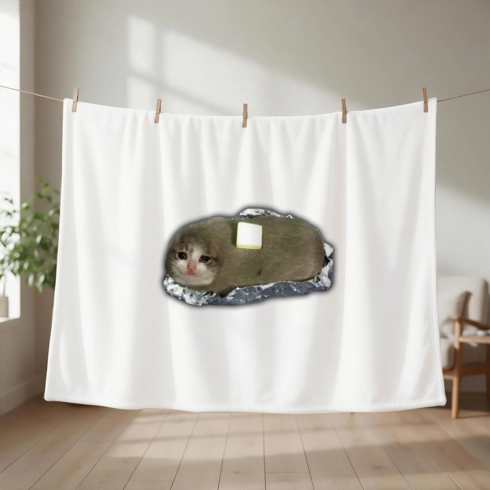 sad potato cat with butter Throw Blanket Beautifuls for winter Softest Comforter Blankets