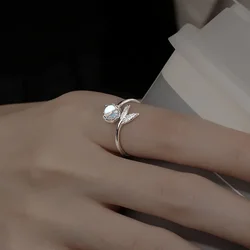 Creative Design Luxury Silver Color Crystal Rings for Women 2023 Korea Fashion Mermaid Tail Opening Finger Rings Party Jewelry