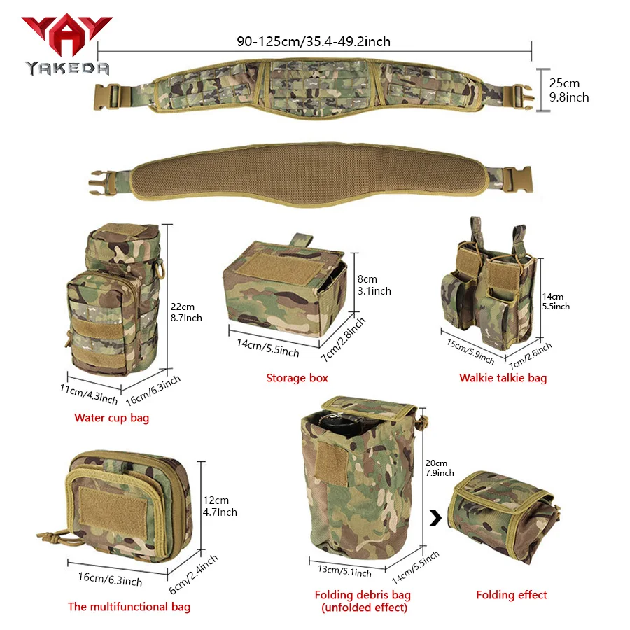 YAKEDA Camouflage Training Waist Cover Outdoor MOLLE Belt Multi functional Carrying Equipment