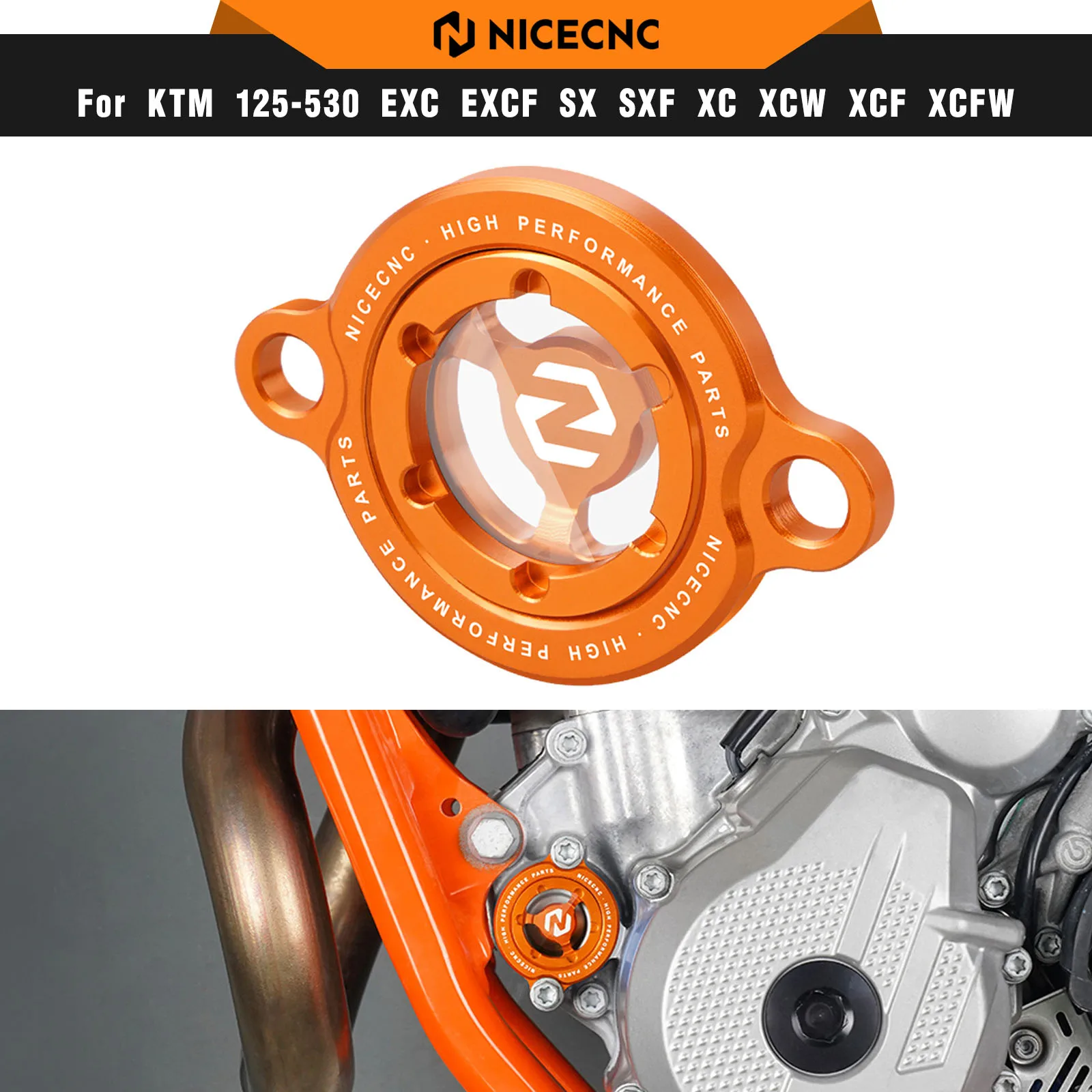 

For KTM SXF 450 2009-2025 Engine Oil Filter Cap Cover For KTM SX-F 350 EXC-F 350 EXC-F 450 EXC-F 500 Husqvarna FE 450 2017-2025