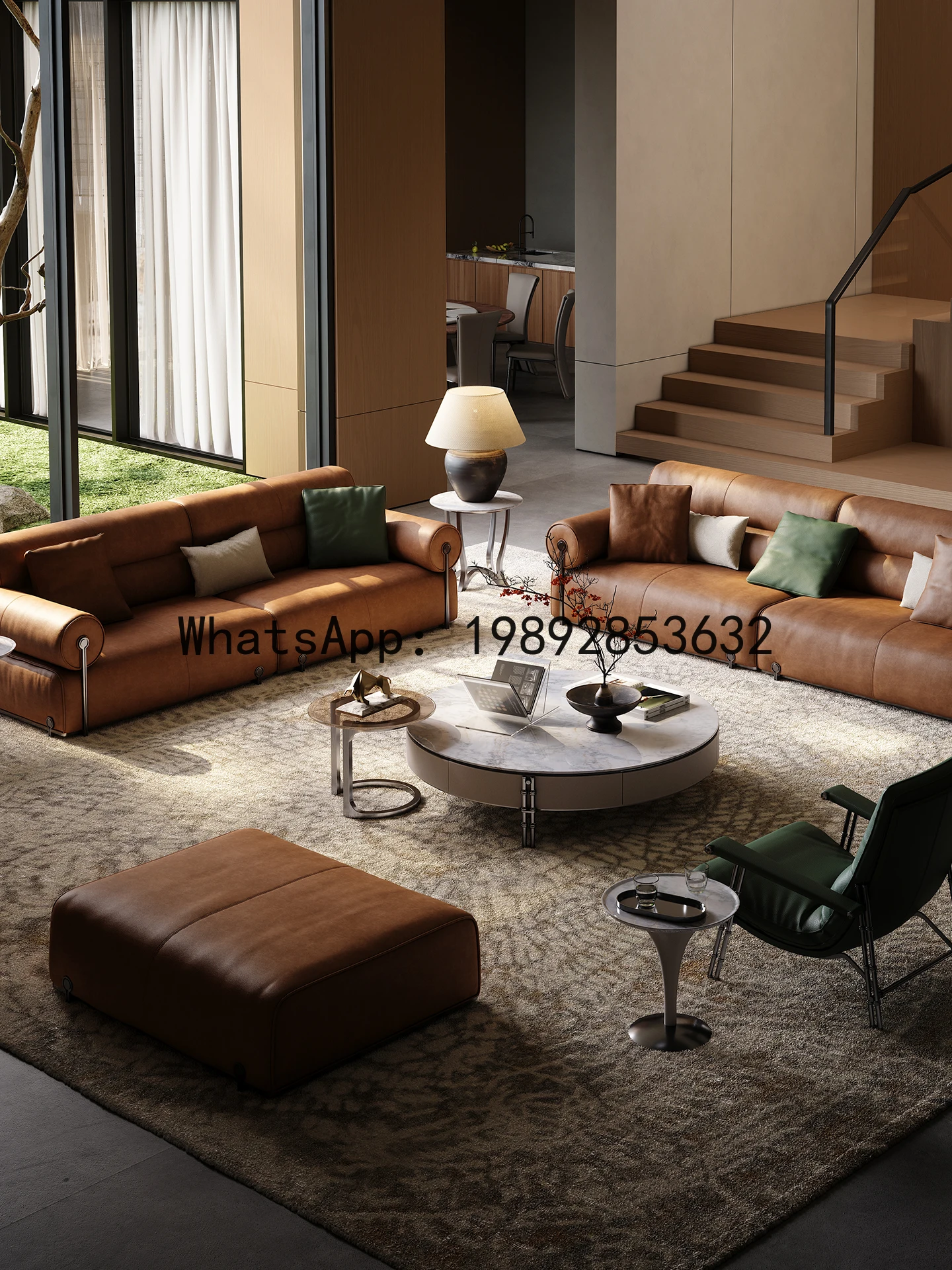 YFY Sofa Living Room Light Luxury High-End Full House Matching Full Genuine Leather Straight-Row Home Modular Sofa