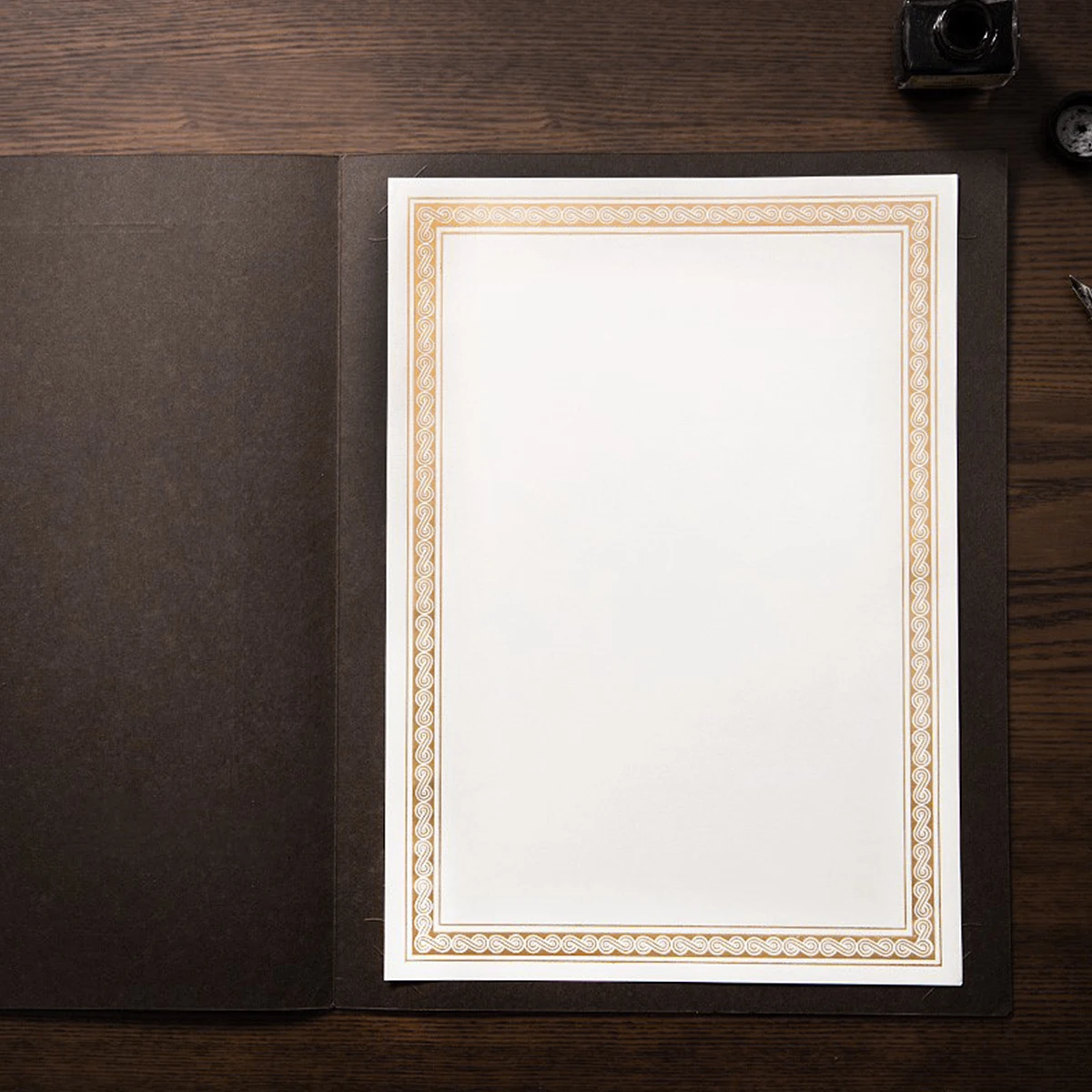 

15Pcs Award Certificate Paper A4 Gold Border Metallic Foil Embossed Seal Ribbon for Graduation Recognition School Academic