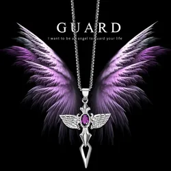 Fashionable income hip-hop angel sword guardian necklace European and American angel wings cross pendant friend party lucky gift