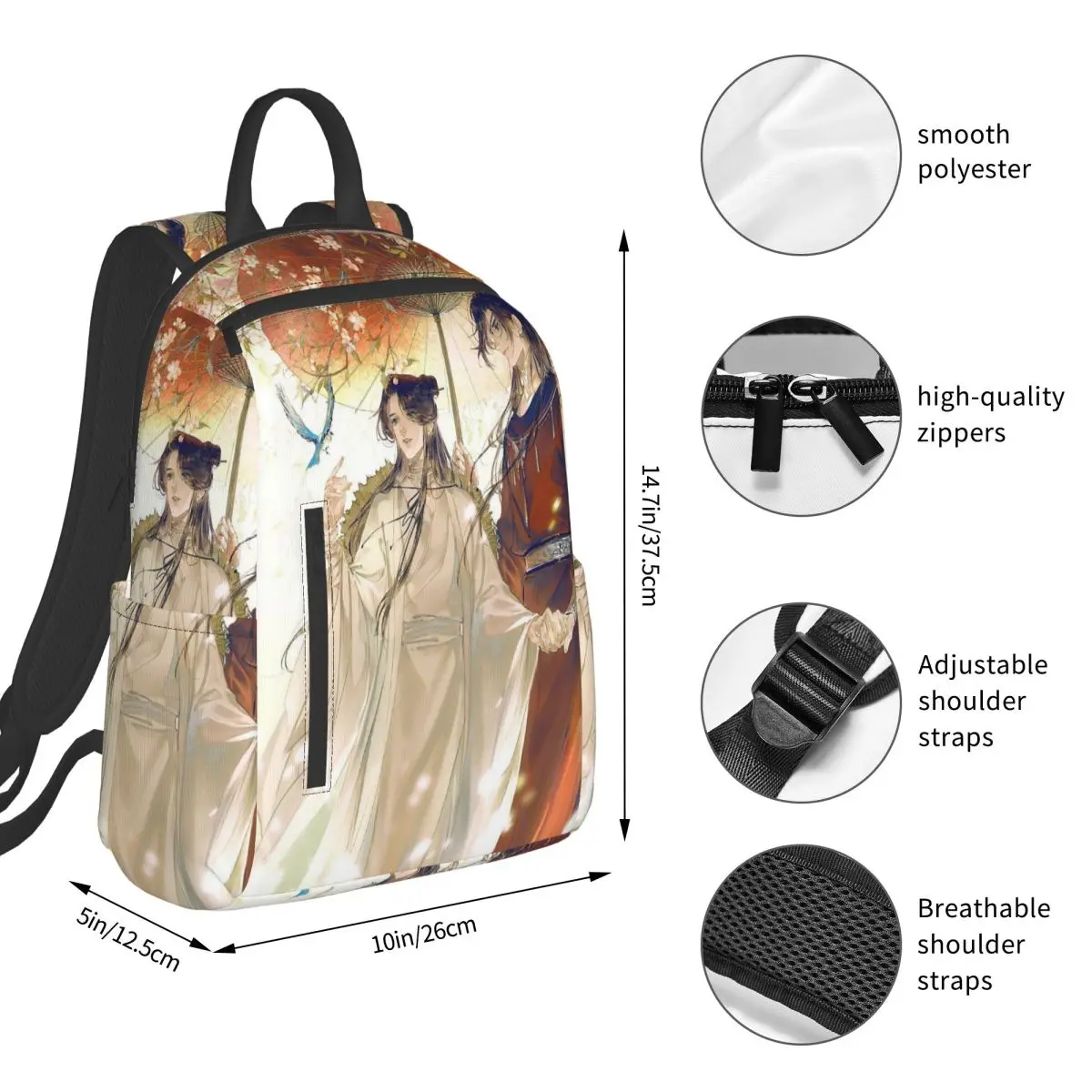 Heaven Official's Blessing Anime Backpack Student BookBag Kids School Bag Computer Shoulder Bags Men Women