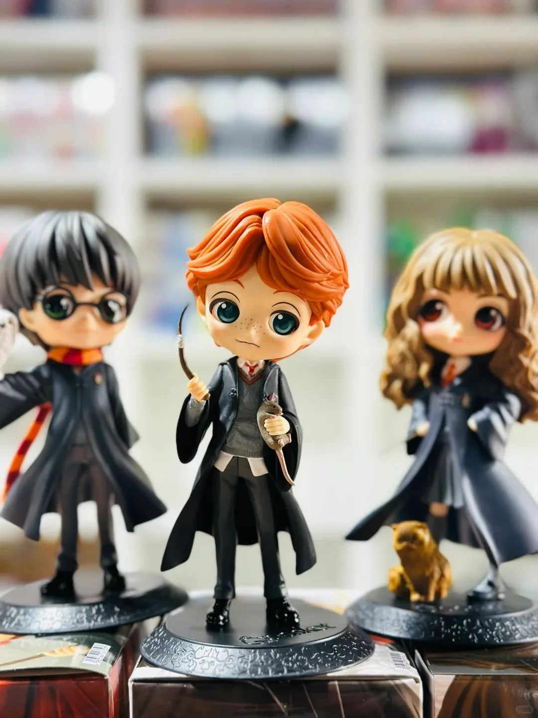 14cm Original Bandai Q Posket Harrys Potter Series Version Role Draco Malfoy Hermione Action Figure Anime Collectible Kids Dolls