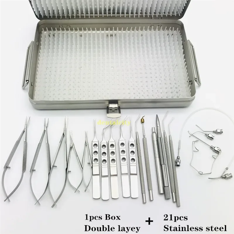 

21pcs/Set Ophthalmic Cataract Eye Micro Surgery Surgical Instruments with sterilization case box