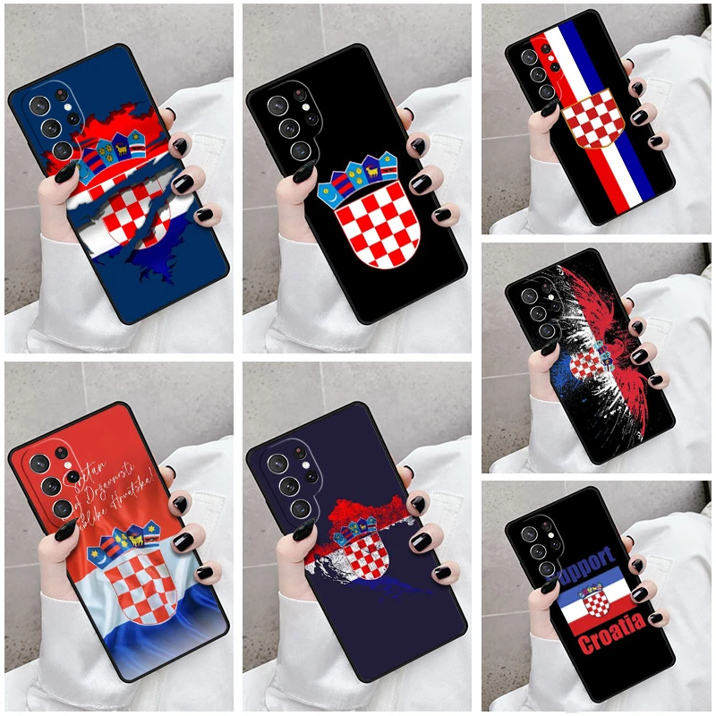 Phone Case For Samsung Galaxy S24 S23 S21fe S22 Ultra Plus Note 10 20 S8 S9 S10 Cover Croatia Coat Of Arms Flag