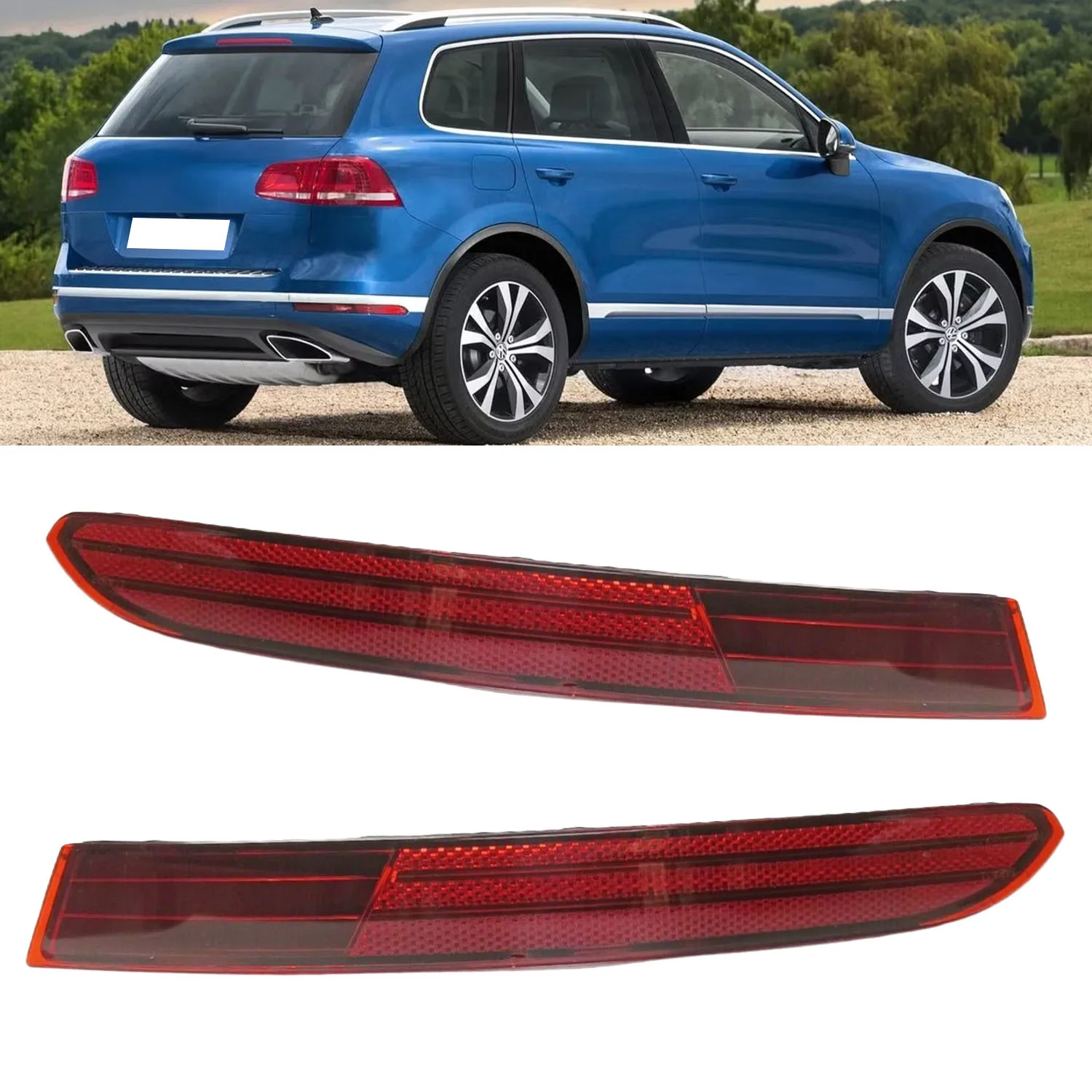

Auto Rear Bumper Fog Light Reflector Brake Turn Signal Lamp No Bulb for VW Touareg 2015 2016 2017 2018 7P6945701K 7P6945702G