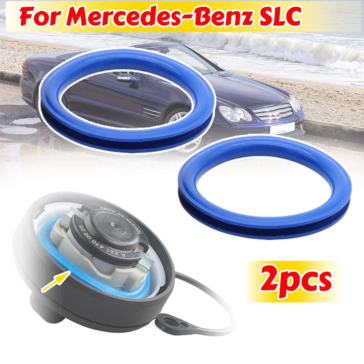 2pc Gas Cap Fuel Seal Tank Cover Neck Repair O-ring Rubber Gasket Washer V Shape For Mercedes-Benz SLR R199 SLK SLC R172 R171