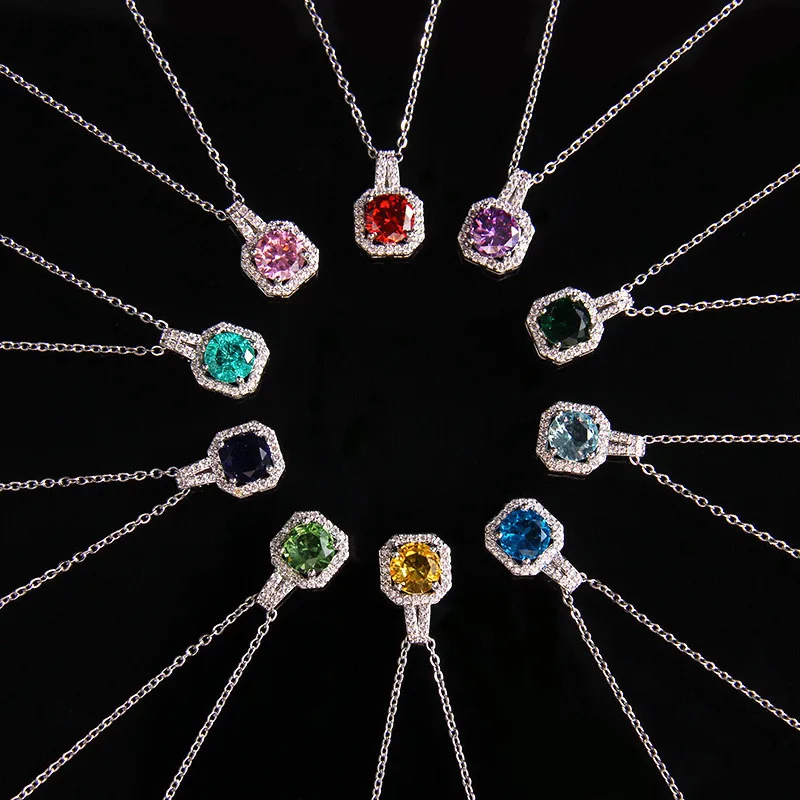High Grade Square Zircon Pendant Necklace Stainless Steel Trendy Geometric Choker Jewelry Party Gifts For Women Girls