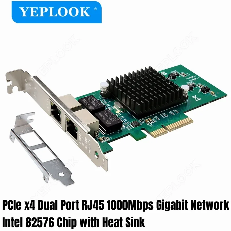 

PCIex 4 Dual Port RJ45 Gigabit 10/100/1000Mbps Ethernet LAN Network Server Card with Short Bracket for Intel 82576 Chipset