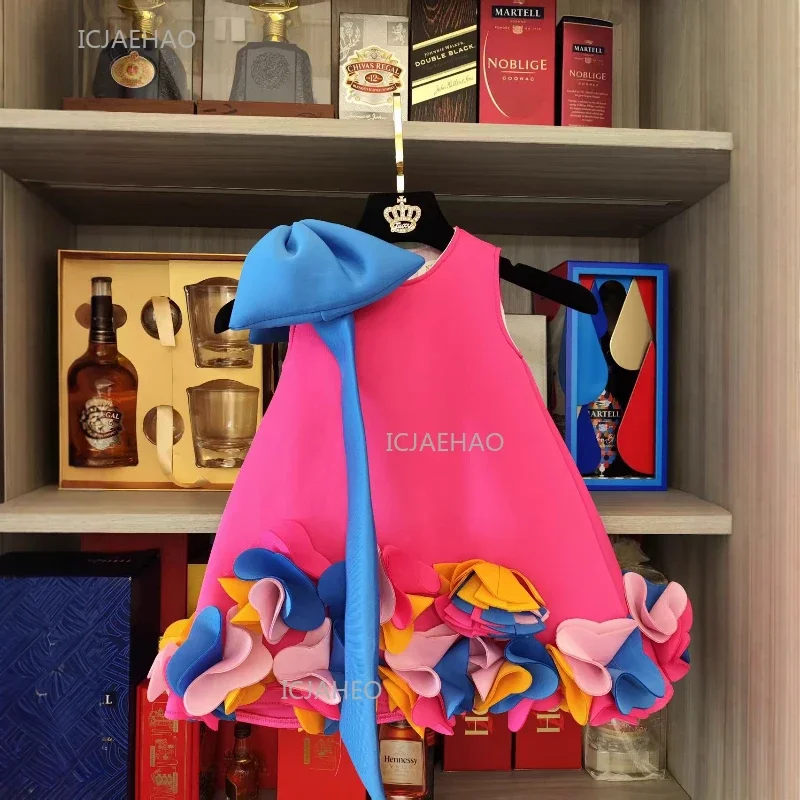 

Girls Sleeveless Party Dress Costume Bow Birthday Gown Kids Fashion Sweet Cute Casual Dresses for Kids Toddler Children Clothing