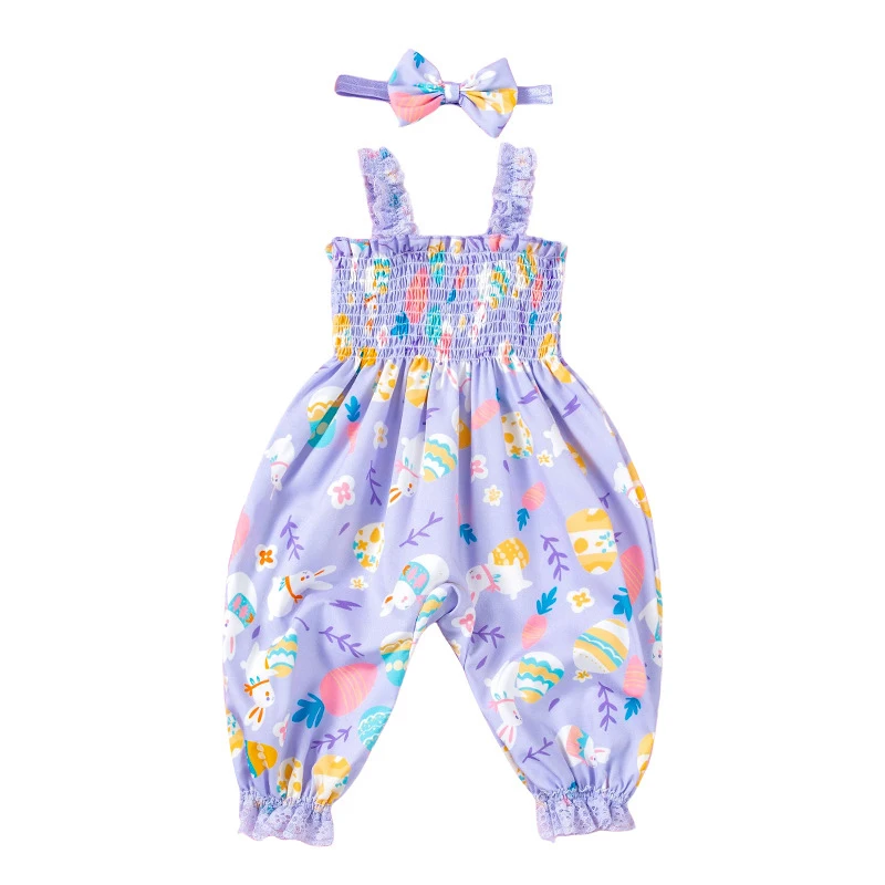 

Летняя одежда из 2 предметов для маленьких девочек, комбинезон-шаровары без рукавов с квадратным вырезом и комплектом с повязкой на голову