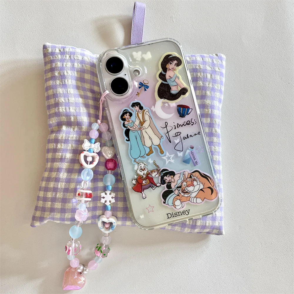 Jasmine Princess Cartoon Fairy Tale Girl Phone Case for iPhone 14 Pro 12 Pro 15 Plus X 16 Pro Max 13 Soft Cover TPU Silicone
