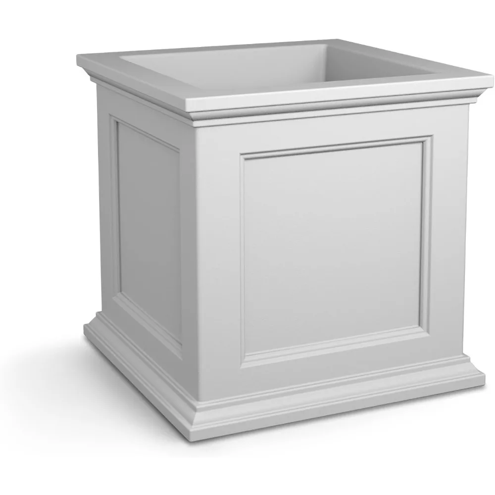 Mayne 5825W Fairfield  Square Planter, 20in L X 20in W X 20in H, White