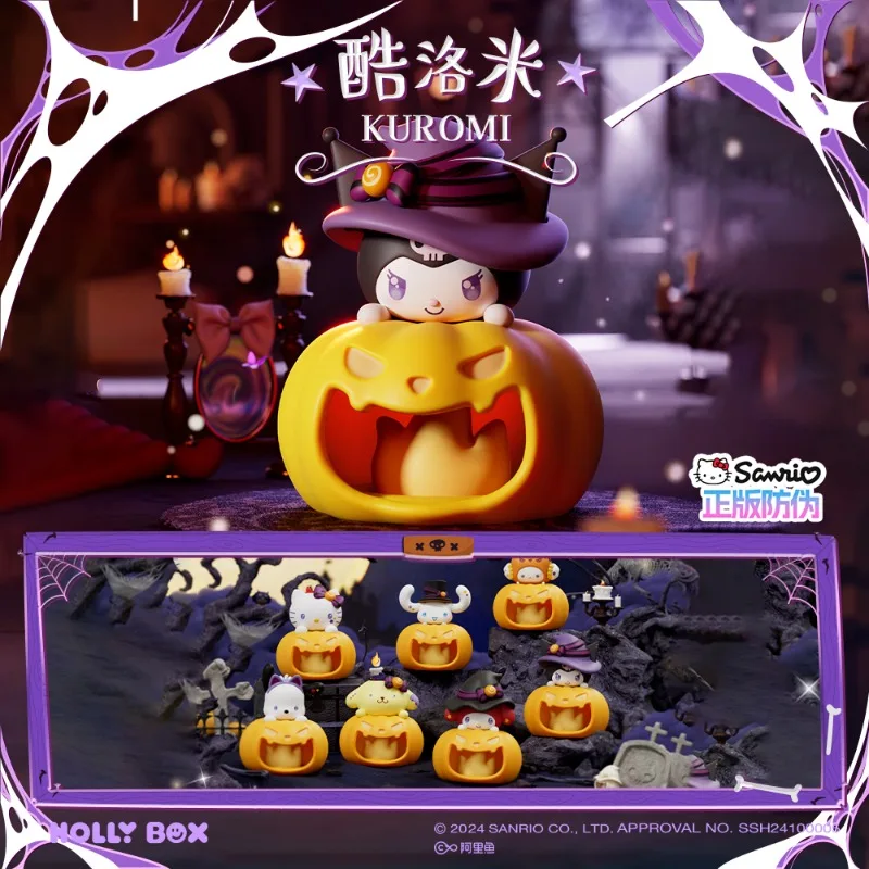 

Hello Kitty Kuromi Sanrio Halloween Night Light Blind Box Toy Doll Desktop Decor Gift for Girls Desktop boutique decoration