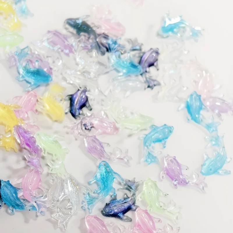 جديد لطيف صغير Kawaii اللون الأسماك الصغيرة تماثل صمغي الحرف شقة الظهر محدب جولة حلية صنع المجوهرات إكسسوارات الشعر (35 #3