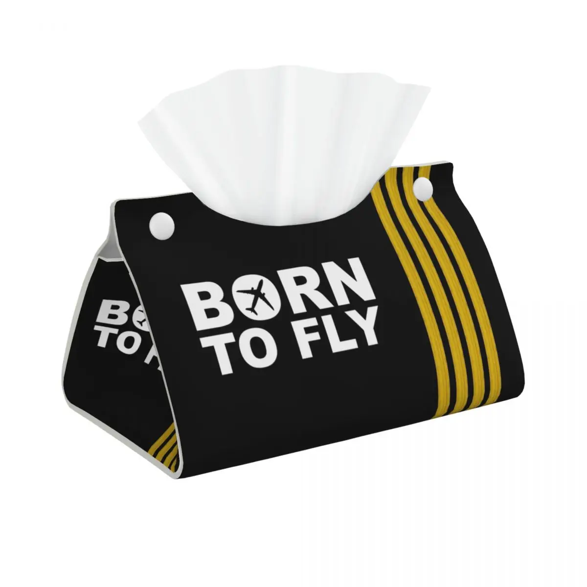 Born To Fly Captain Stripes Flight Pilot Facial Tissue Box Cover Rectangular PU Leather Tissue Box Holder for Car Office