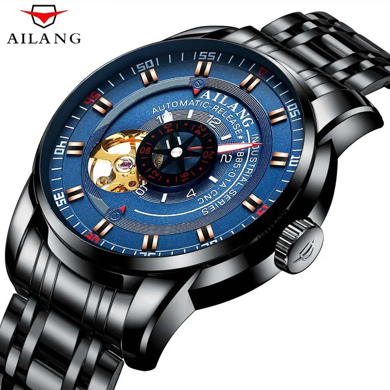 

AILANG Fashion Stainless Steel Men Mechanical Watch Luxurious Personalized Automatic Clock Luminous 30M Waterproof Reloj 8601