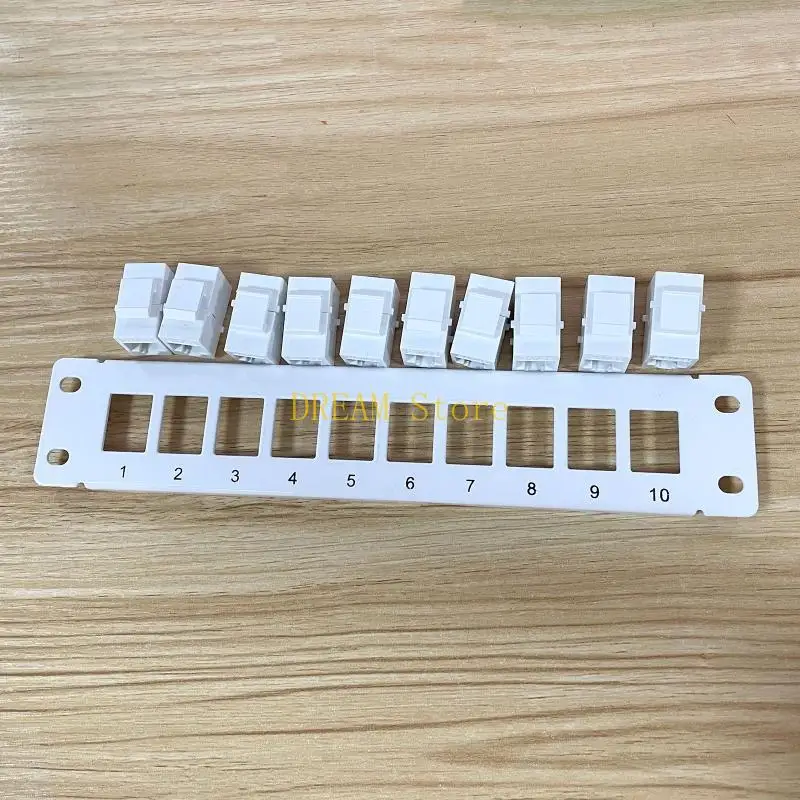 10 Port CAT5e RJ45 Through Coupler Patch Panel with Back Bar Wallmount or Rackmount for CAT5eUTP STP Cabling Best Sale
