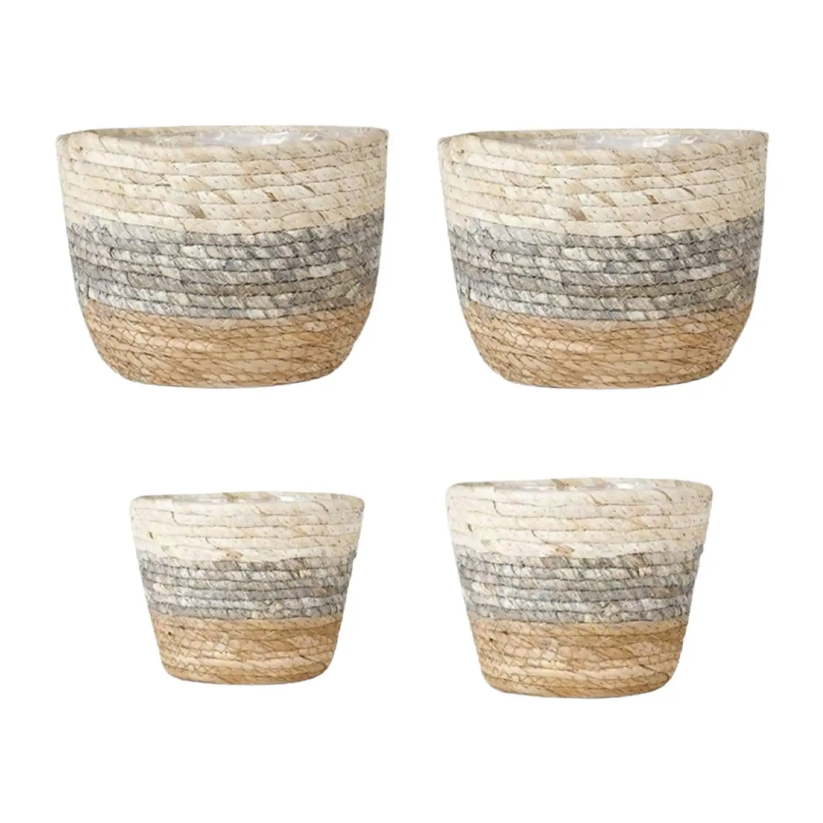 Woven Planter Basket Flower Pot Cover Container Indoor Outdoor Ornament Balcony Flower Vase Holder Weaving Plants Basket