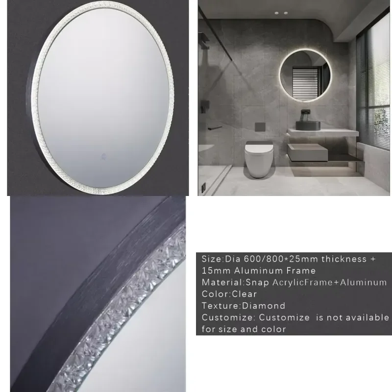 Acrylic Frame LED Mirror for Household and Hotel Bathrooms
