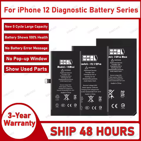 2026 Years 100% New Diagnostic Battery no error message no pop up for iphone 12 12 Pro max 12 mini battery replacement+Free Tool