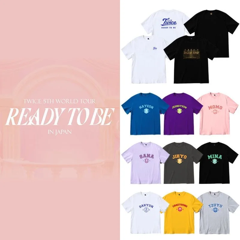 KPOP Twice 5TH World Tour T Shirt Unisex Twice Ready To Be Album 100% Cotton Crewneck Short Sleeve Graphic Tees Harajuku Tops