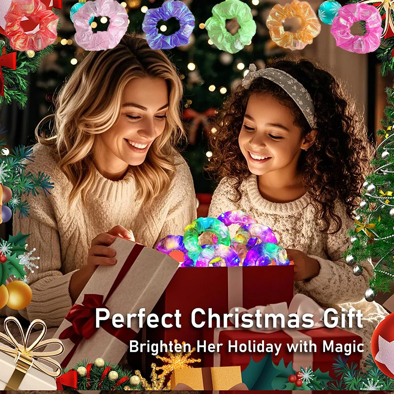 12-100 قطعة تضيء Scrunchies LED Scrunchies للفتيات توهج في الظلام Scrunchies الزفاف حفلة عيد ميلاد إكسسوارات الشعر