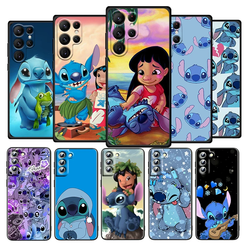 OHANA Family Stitch For Samsung Galaxy S23 S22 S21 S20 Ultra Plus Pro S10 S9 S8 4G 5G Silicone Soft Black Phone Case