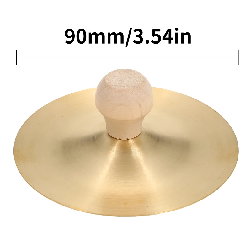 1Pair Copper Cymbal Mini Finger Cymbal 3.5 Inches Wooden Handle Finger Cymbal Orff Instrument Children Percussion Teaching Aids